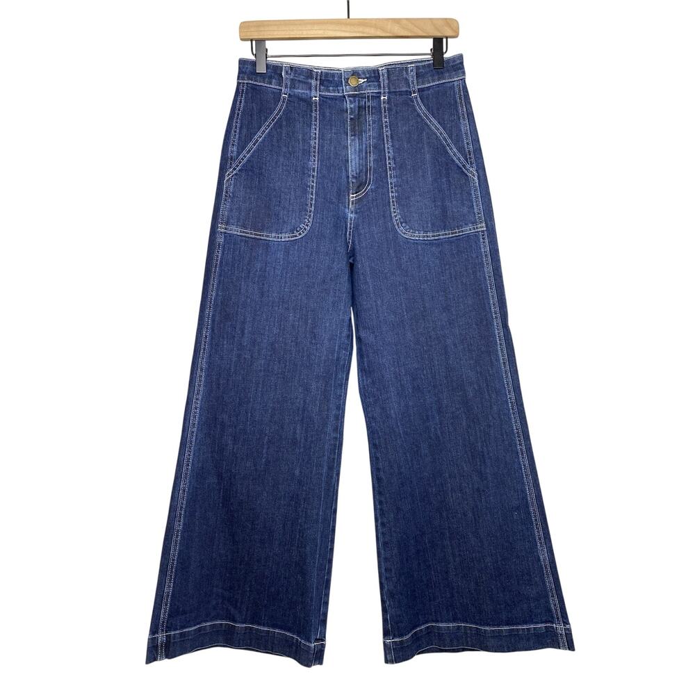 Ramy Brook Theodora High Waist Wide Leg Ankle Jeans Women's 28 Dark Wash Classic